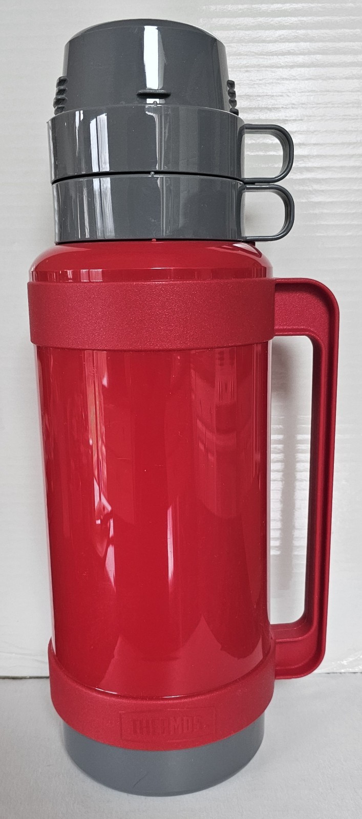 Thermos Container, Red/Gray, w/2 Cups, 1.8 Liter, 15" Tall, Model 32-180