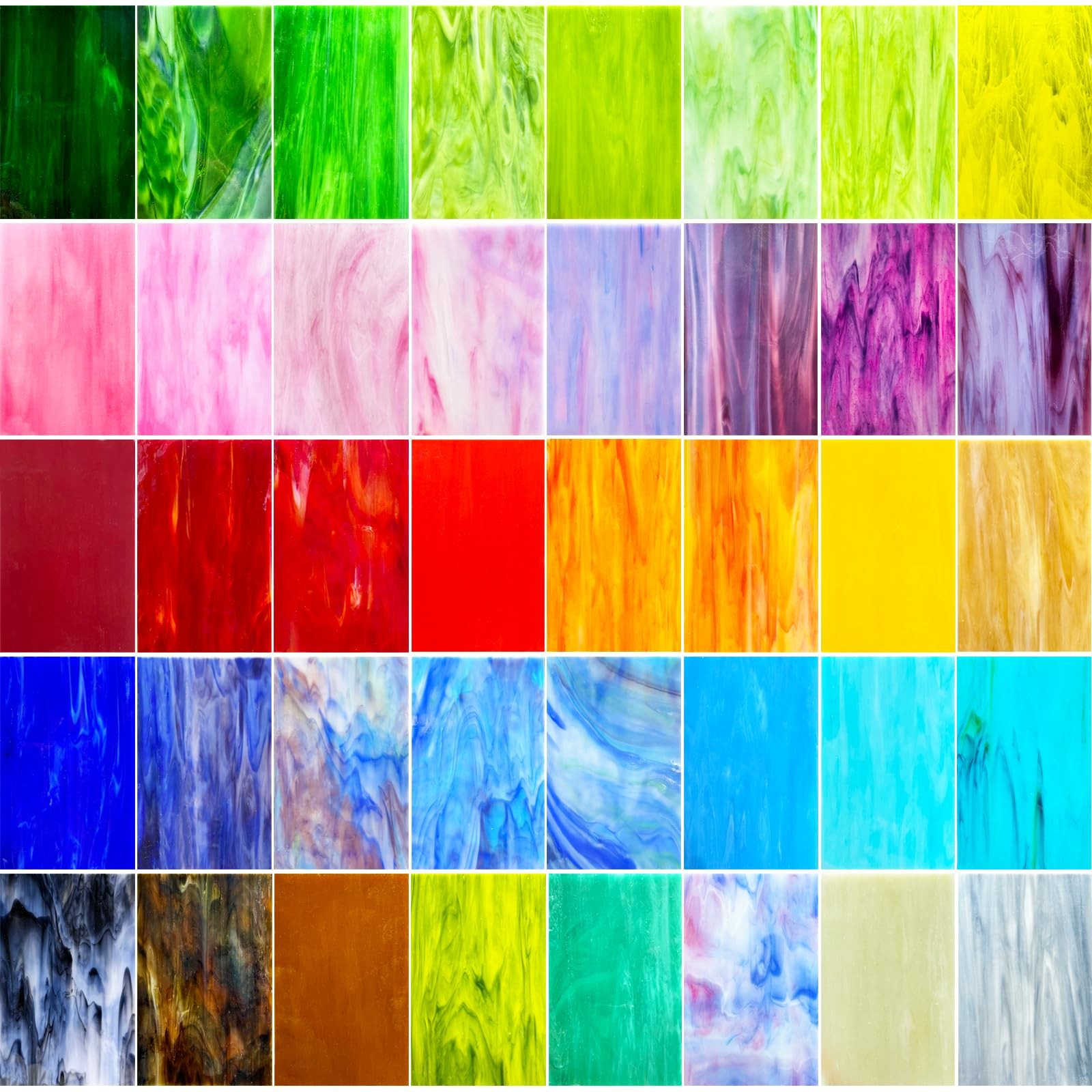 ILLUCKAI 36 Sheets Vibrant Stained Glass 6 x 4 inches, Mix 