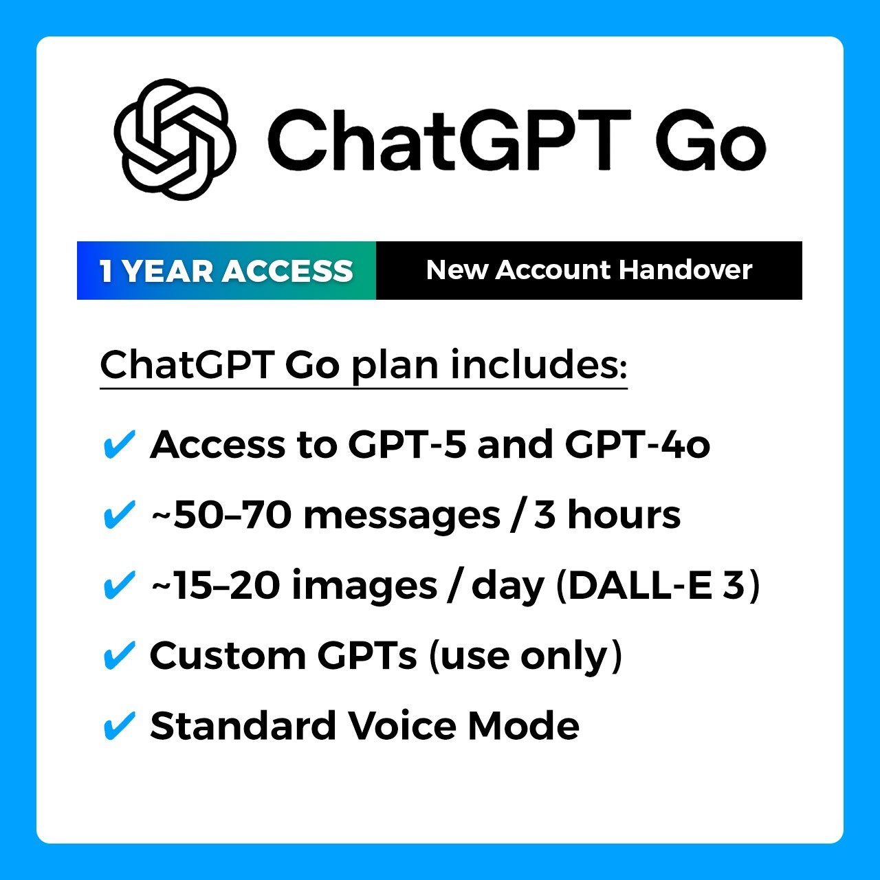 🥷 ChatGPT Go (GPT-5.2) ‒ 1-Year | Personal Private Account