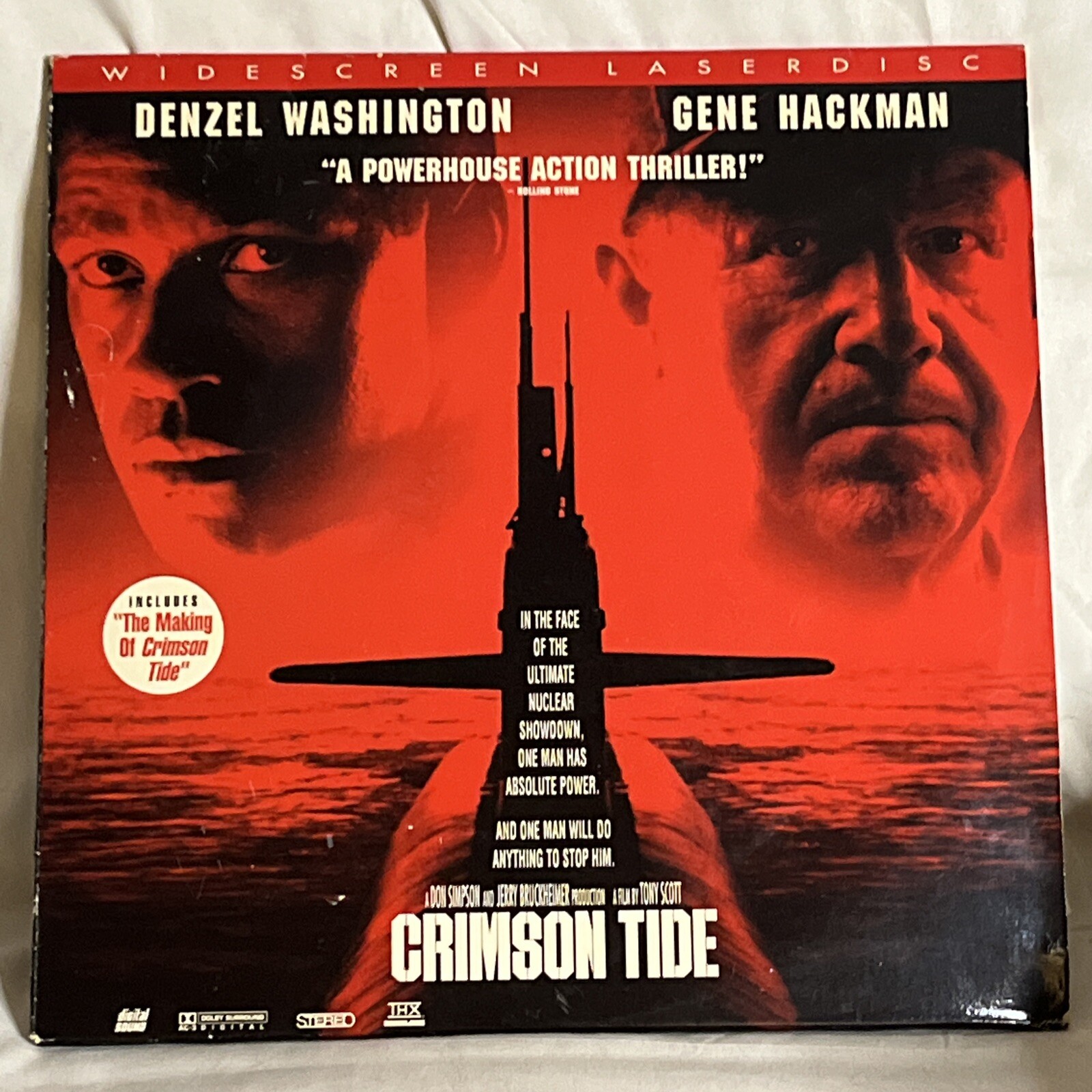 Crimson Tide Laserdisc Denzel Washington Gene Hackman  Action Thriller Rated R