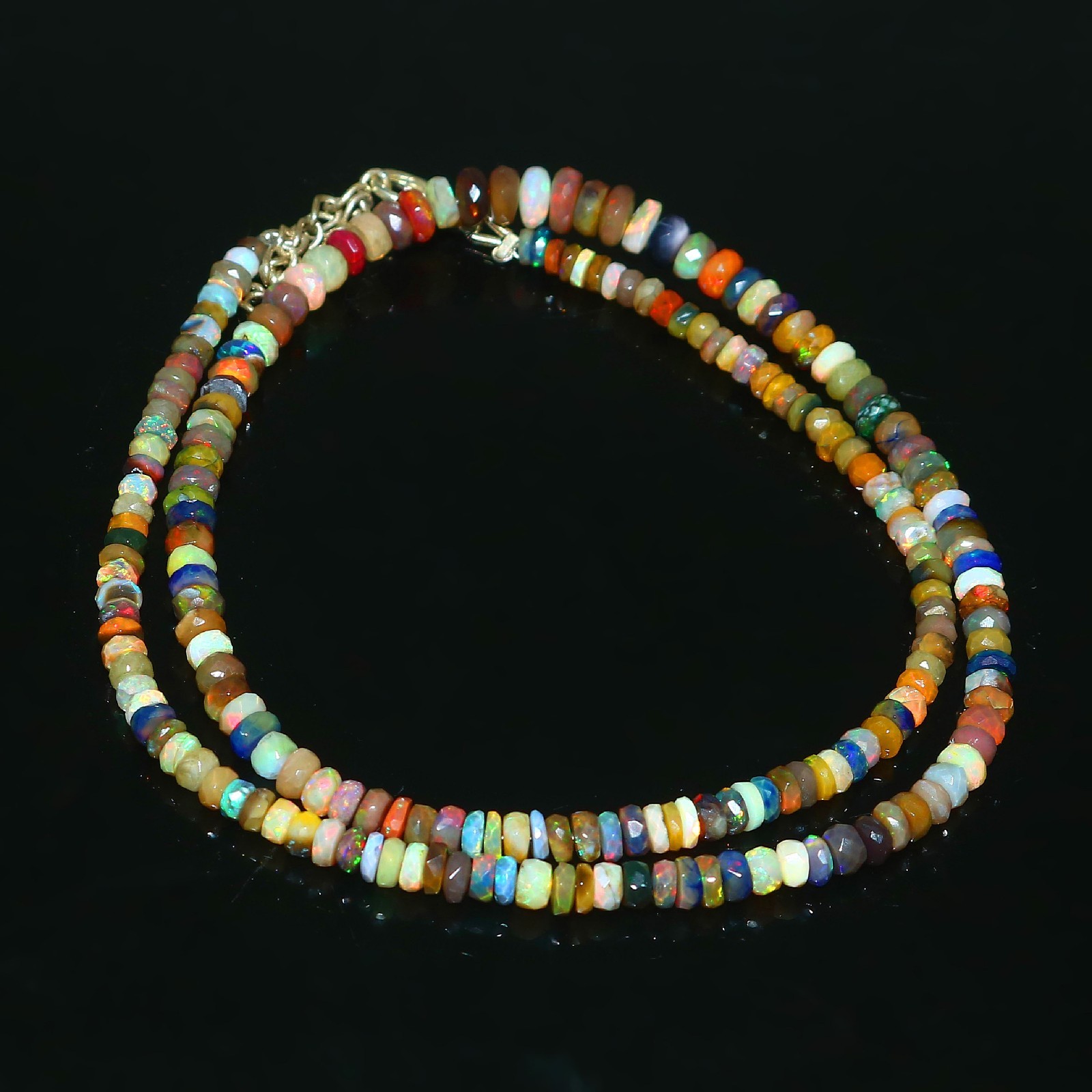 Natural Opal Bead Multi-color Opal Rondelle OpalOpal NecklaceGift For women 7153