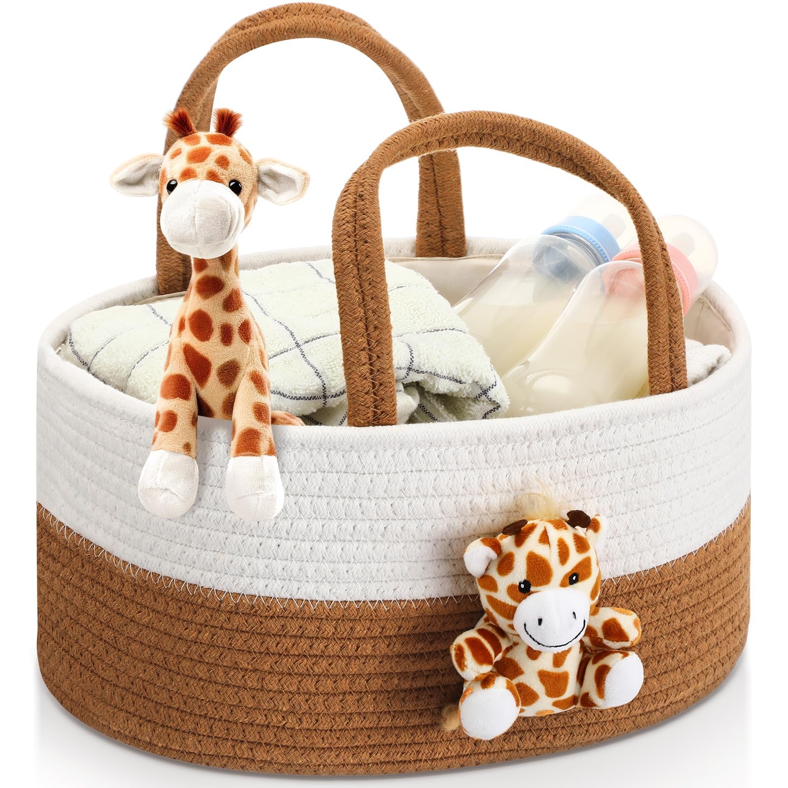 Giraffe Baby Diaper Caddy Organizer Cotton Rope Nursery Storage Bin Basket Ba...