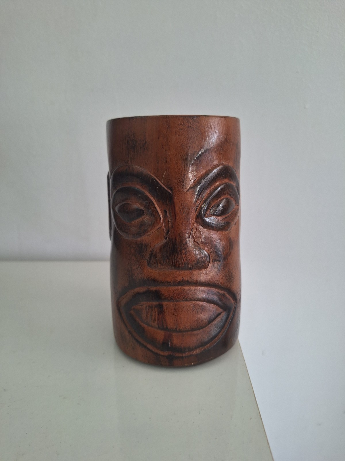 Sculpture Tiki Pot, Bowl Craft Wooden Carved Polynesia Art Oceania