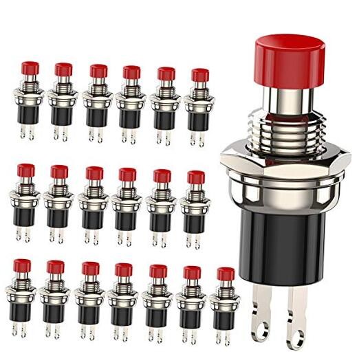 Momentary Push Button Switch, 1A 250VAC SPST Mini Pushbutton Switches Red