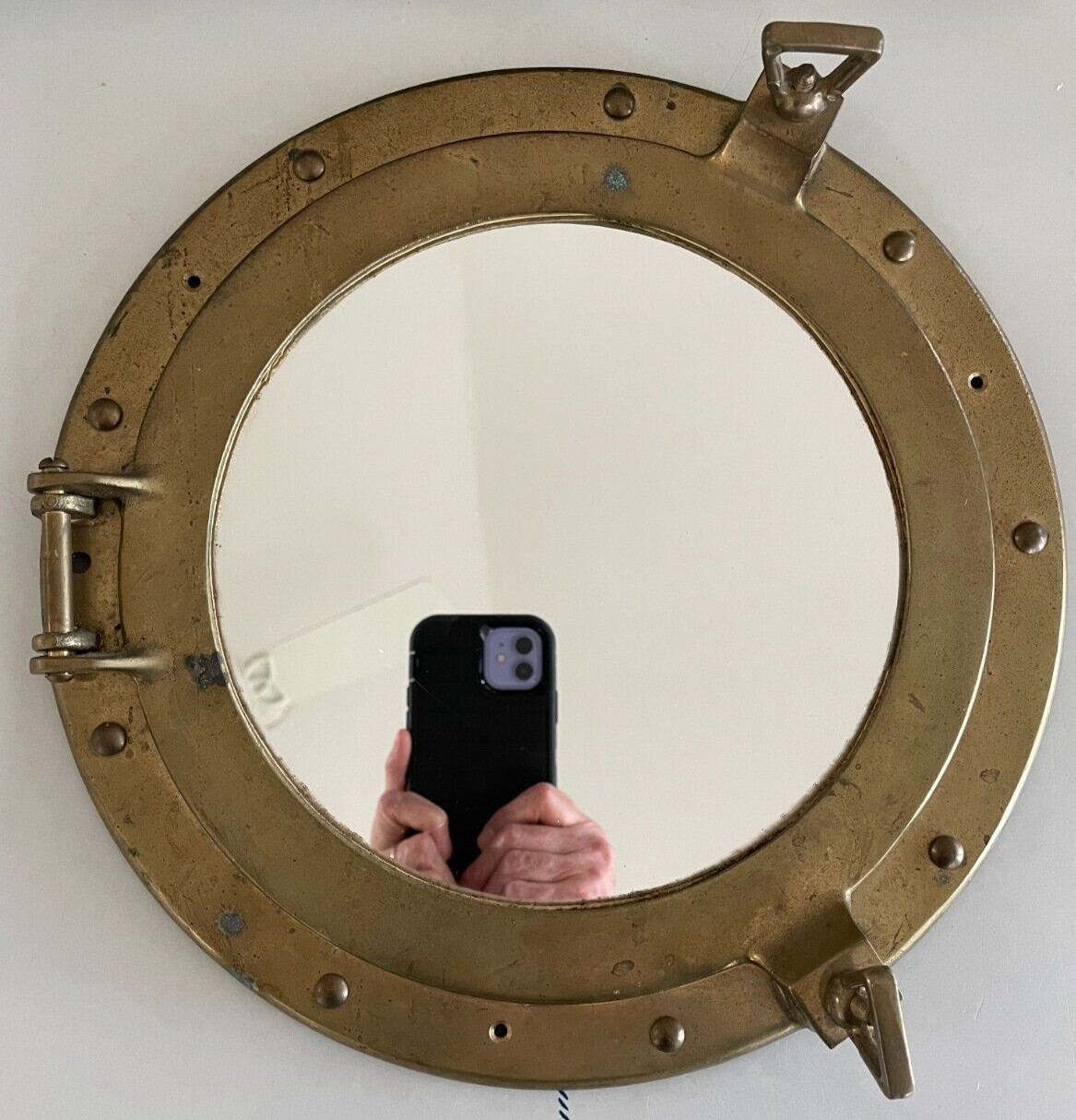 Vintage Brass Ship Porthole Mirror Wall Hanging Home Decor Maritime Nautical 11"
