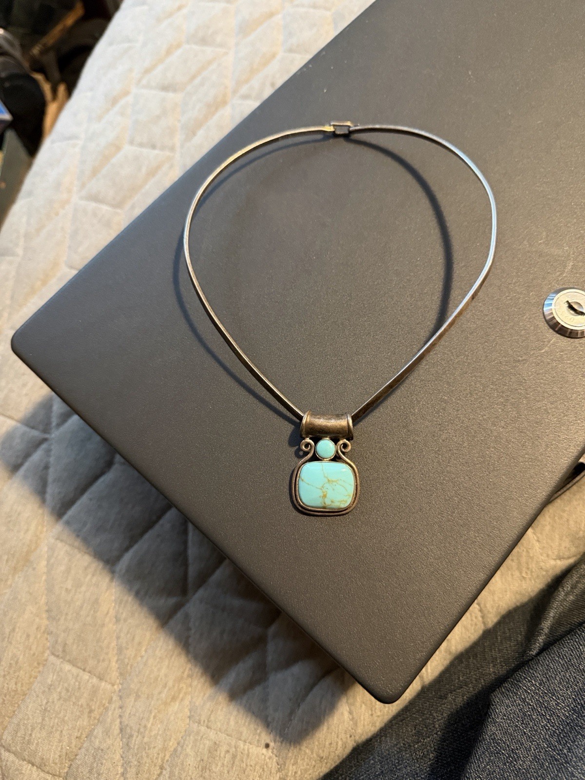 Taxco Mexico Sterling Silver And Turquoise Torque