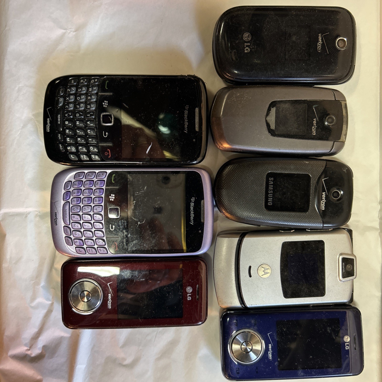 Used Samsung BlackBerry Verizon Cell Phones Parts Or Repair Lot Of 8