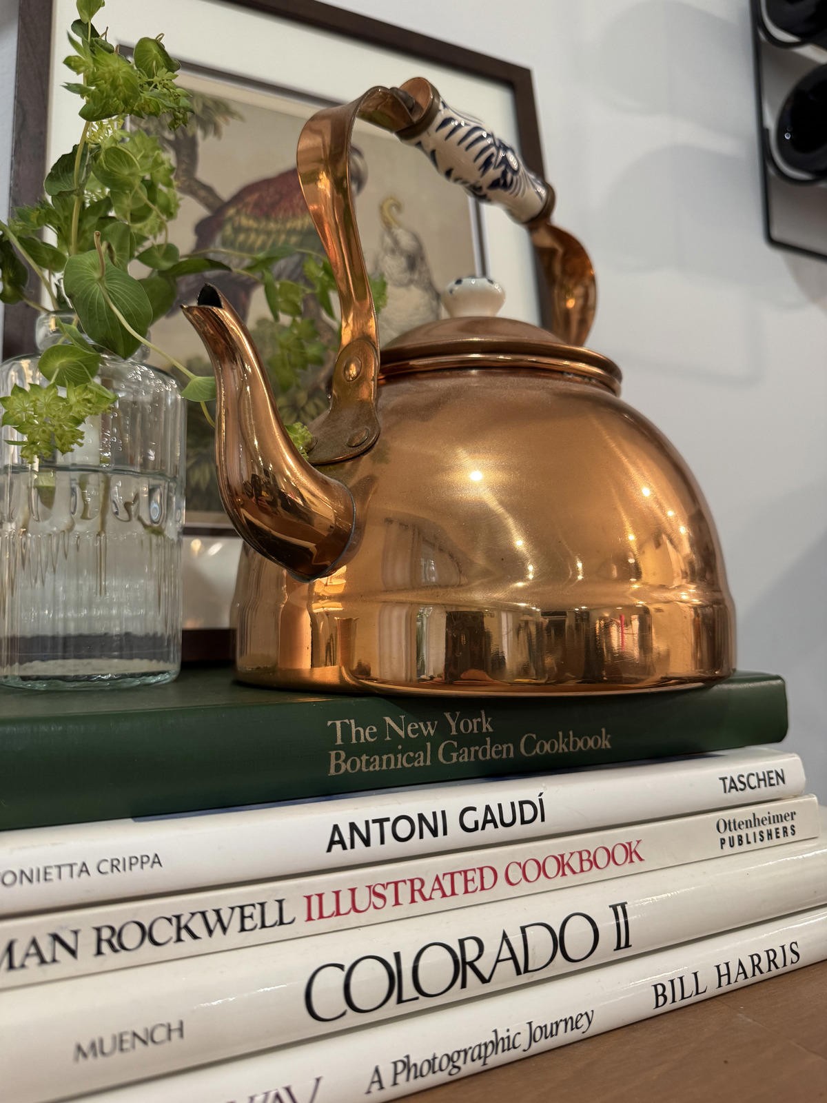 Vintage Old Dutch Copper Tea Kettle with Decorative Handle