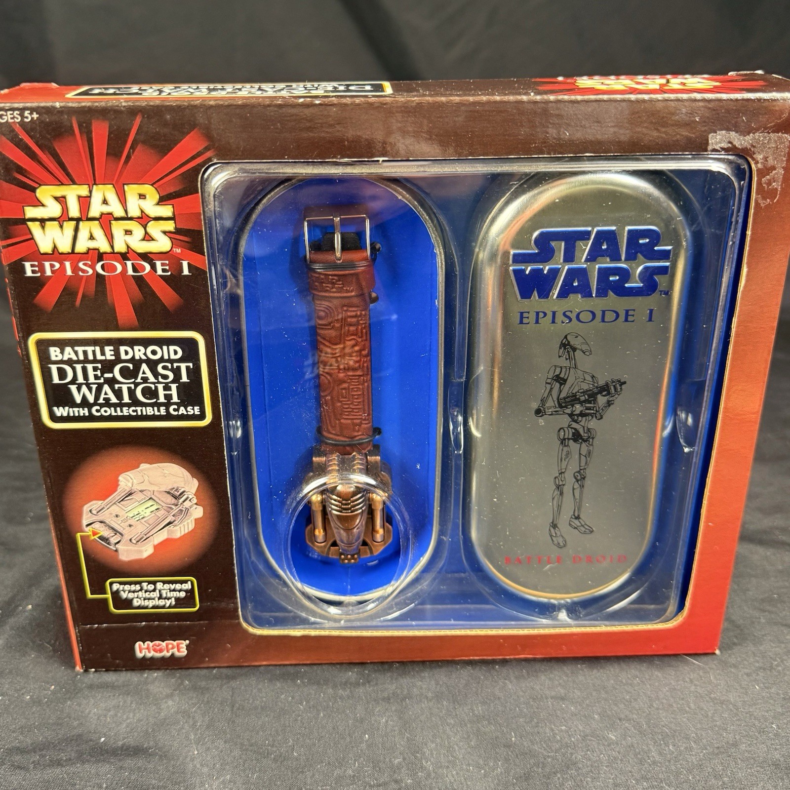 1999 Star Wars Episode 1 Battle DROID Die-Cast Watch, Collectible Card Case VTG