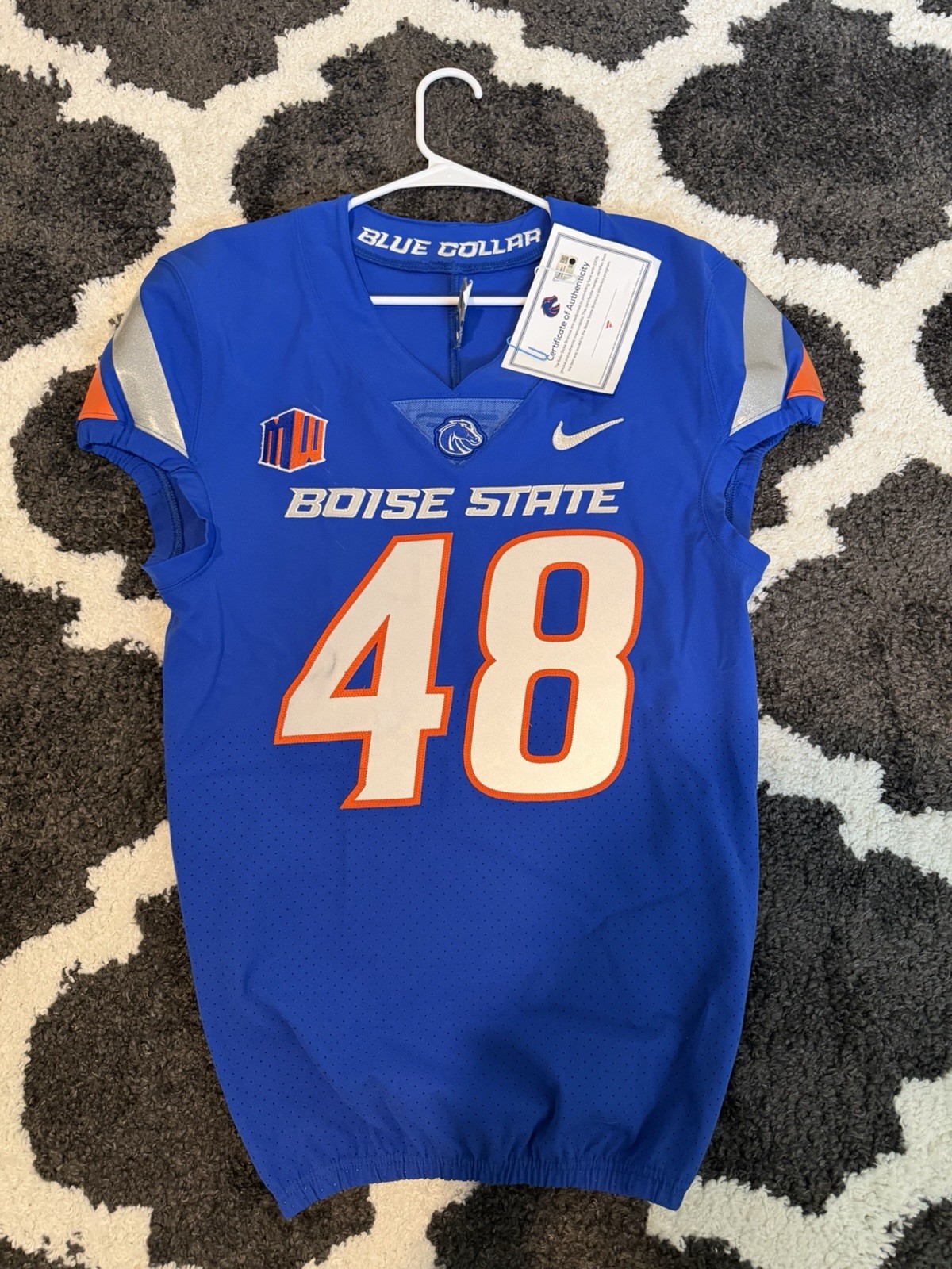 Boise State Broncos Game Used Jersey #48 Blue Nike Fanatics COA