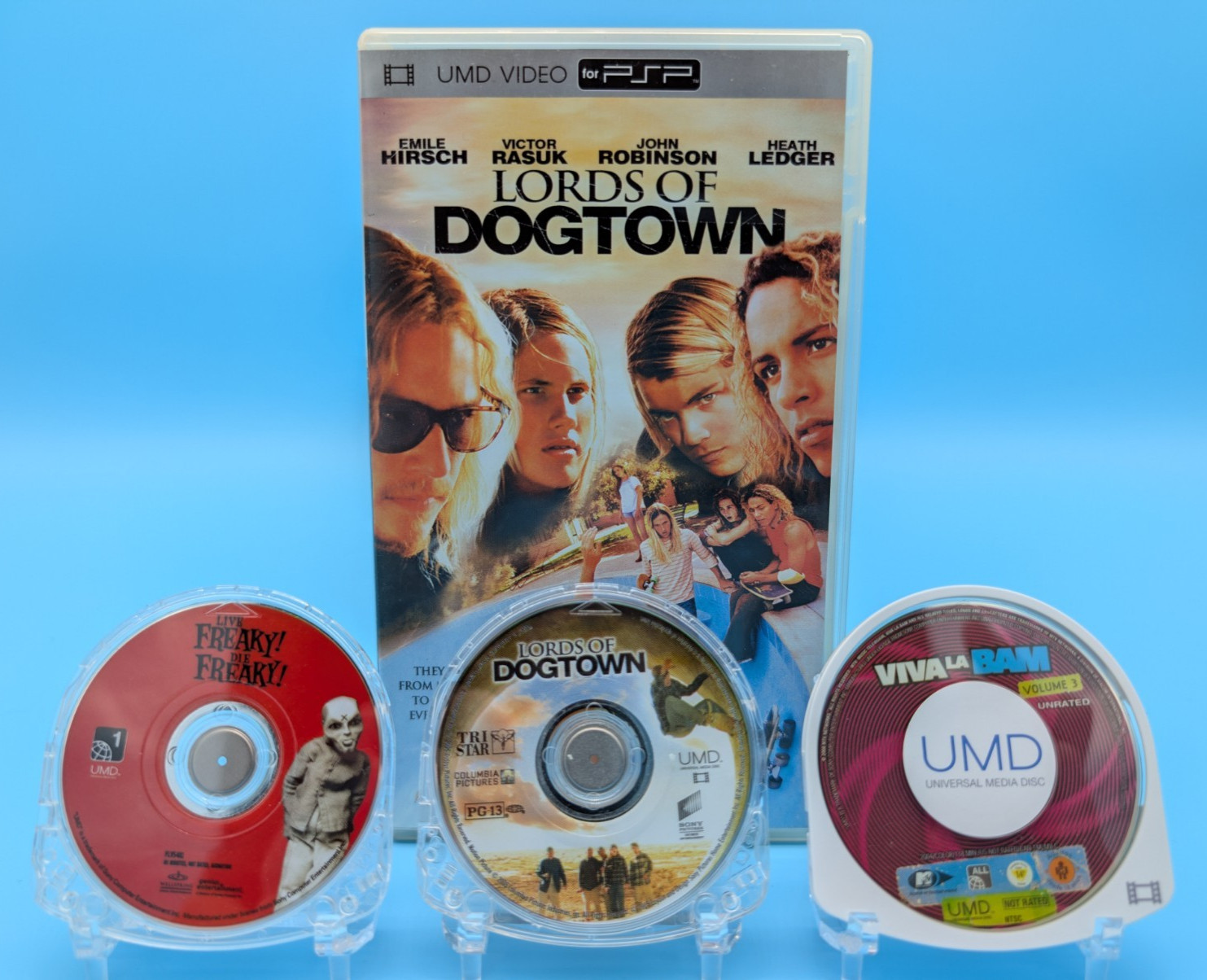 Sony PSP UMD Video Lot of 3 - Live Freaky! Die Freaky, Lords of Dogtown - Tested