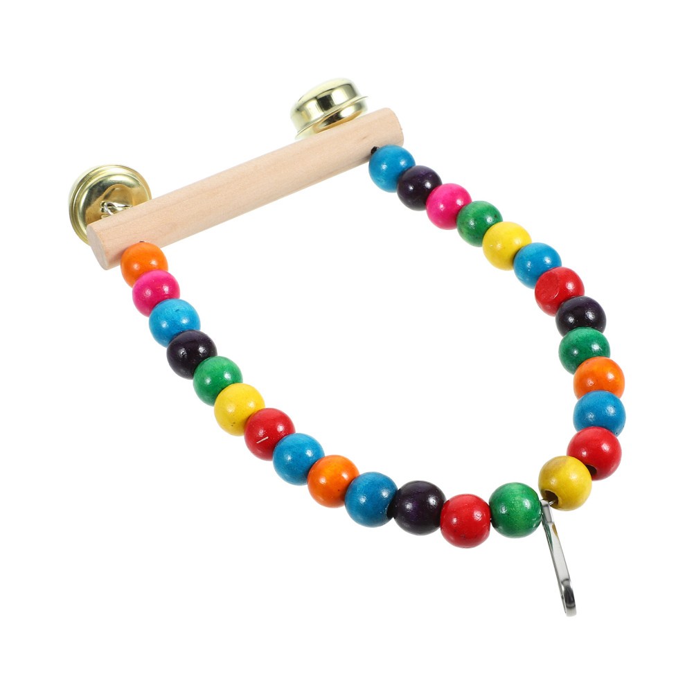 Wooden Parrot Swing Bird Cage Hanging Perch Stand Multicolor Toy 