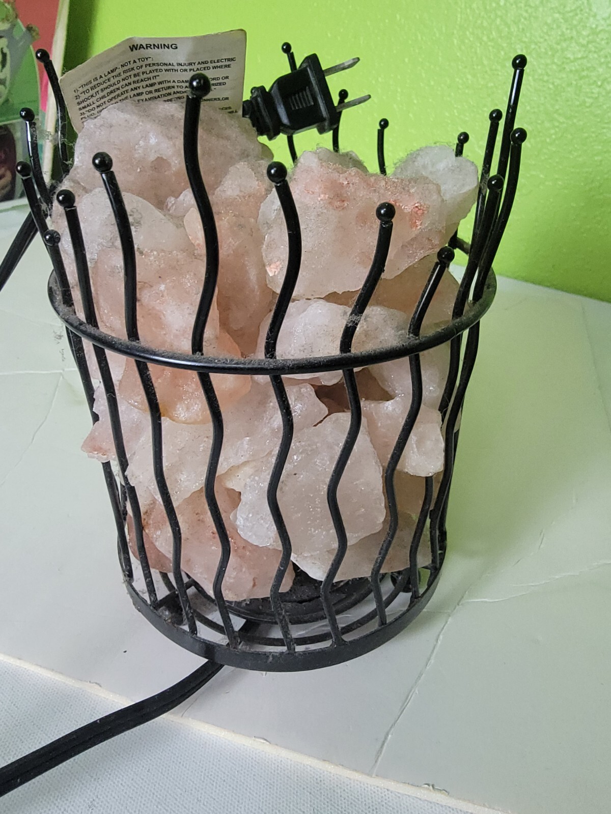 Himalayan Salt Lamp Pillar Black Basket Case Rocks Fire Pit