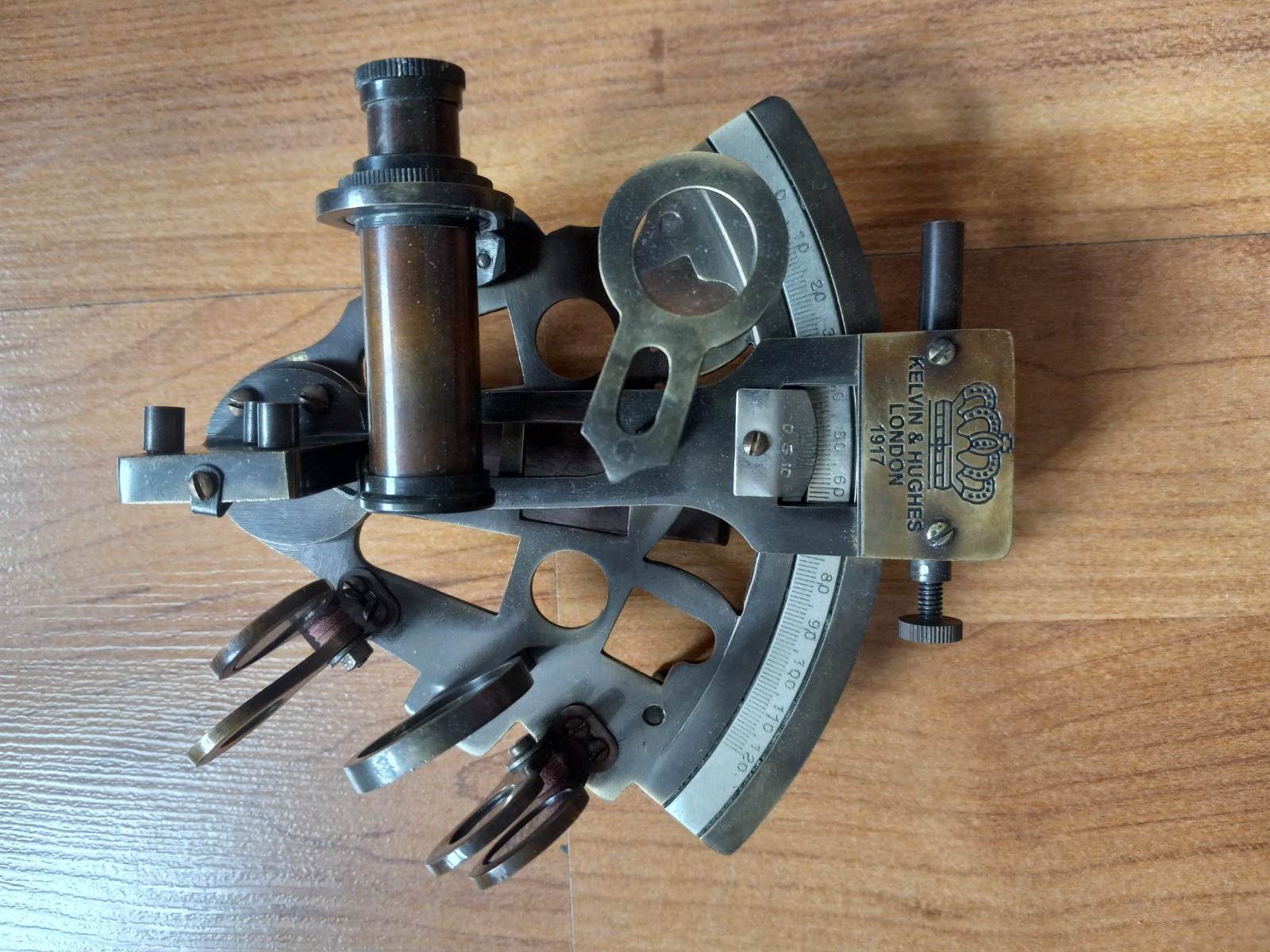 Kelvin & Hughes London 1917 Antique Nautical Brass Sextant Navigation Instrument