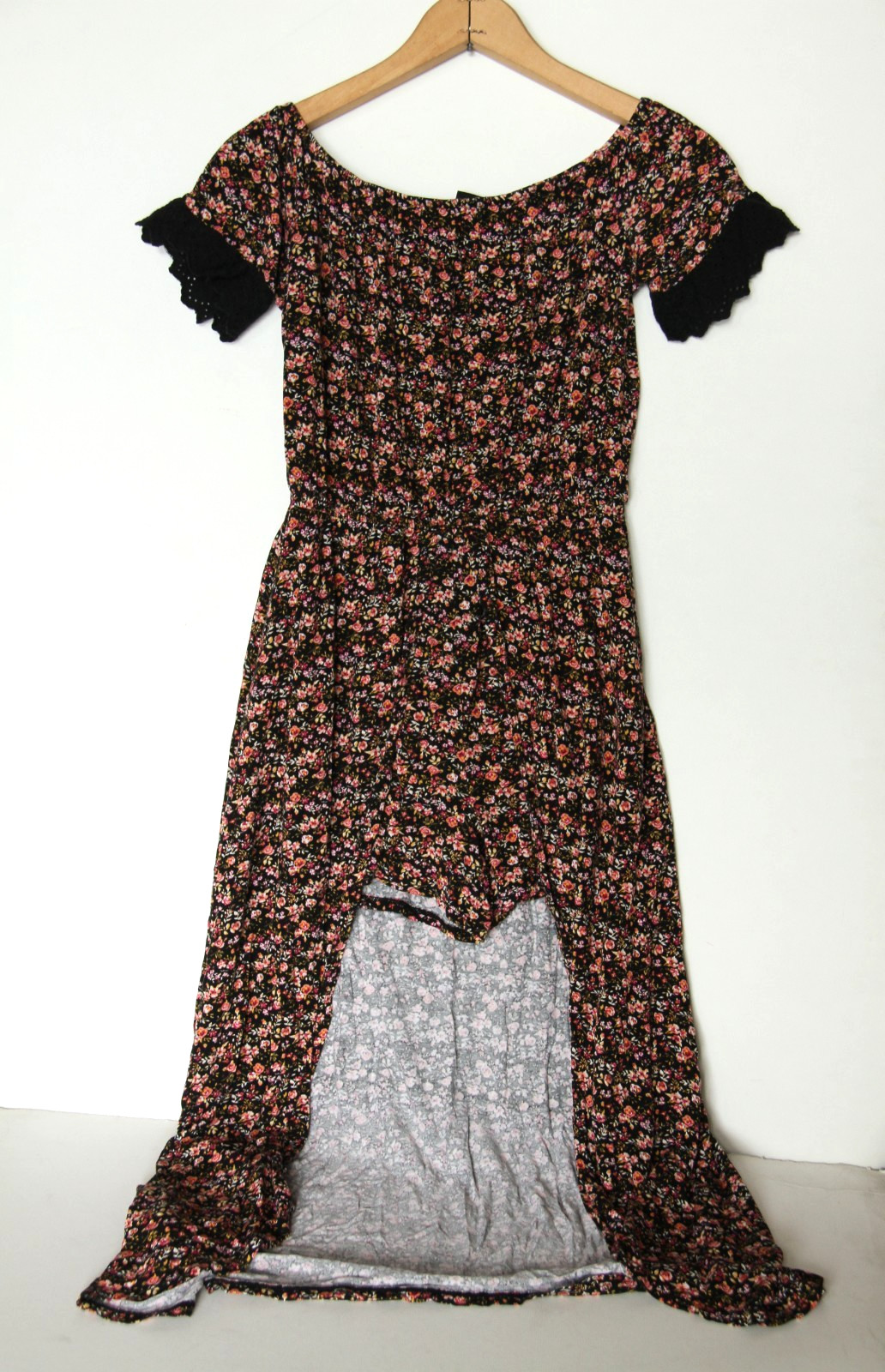 Art Class Girl's L Youth (Age 10/12) Floral Dress Romper Jumper Lace Trim Grunge