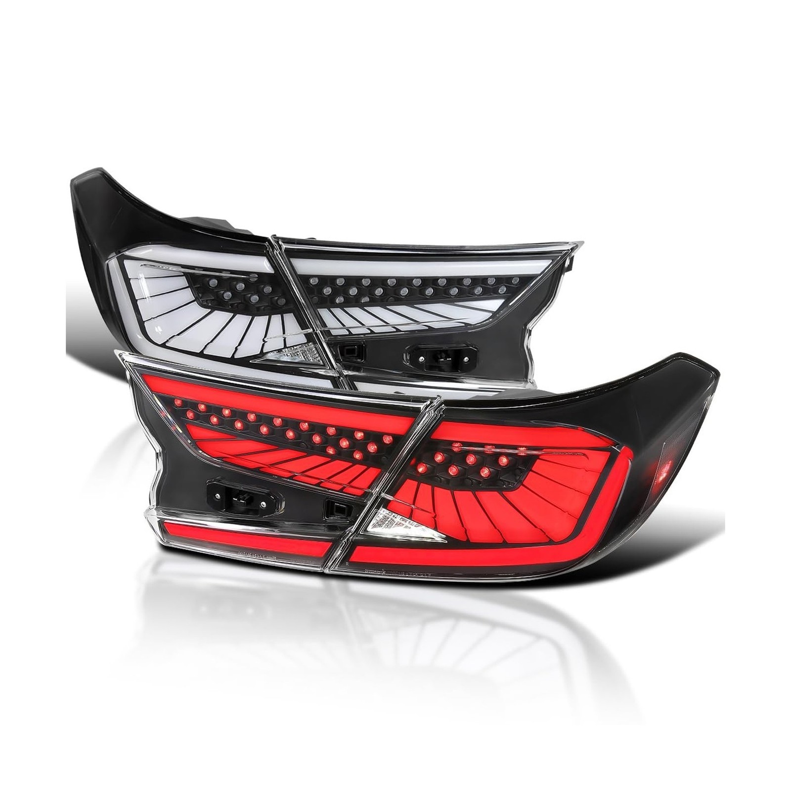 SPEC-D TUNING Black LED Sequential Tail Lights w/White Light Strips and Start...