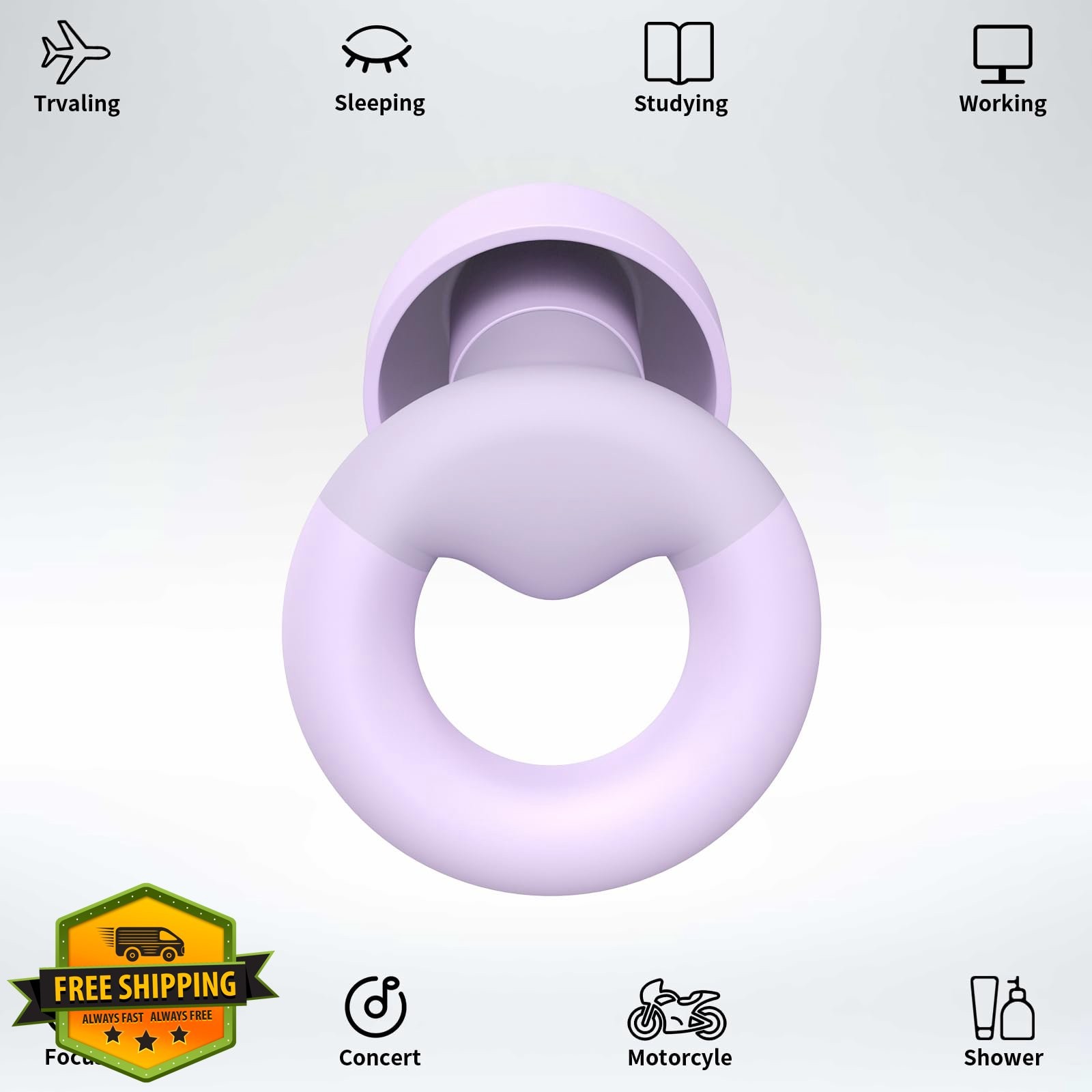 JUSTRVN Earplugs Sleeping Noise Reduction Silicone 7 Pairs 25-30dB