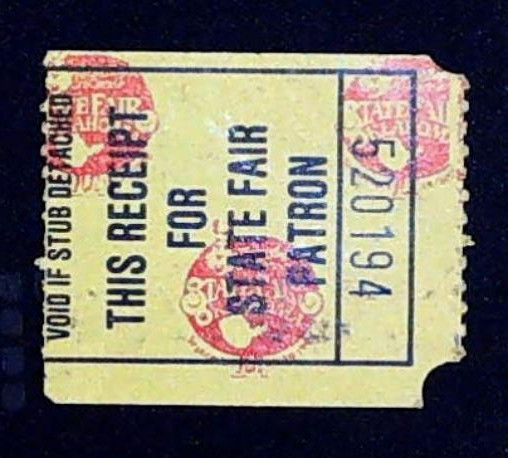 Oklahoma State Fair Admission Ticket Stub Vintage Patron Receipt Audit Stamp