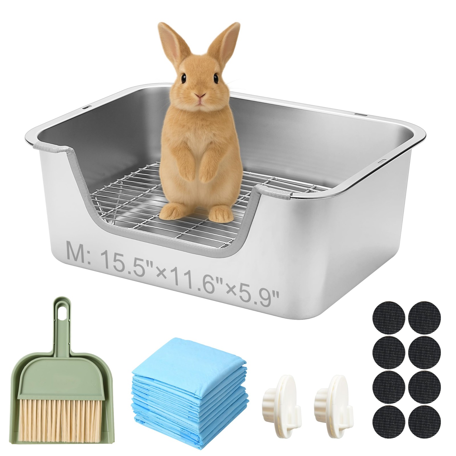 Stainless Steel Sifting Litter Box for Rabbit (M)