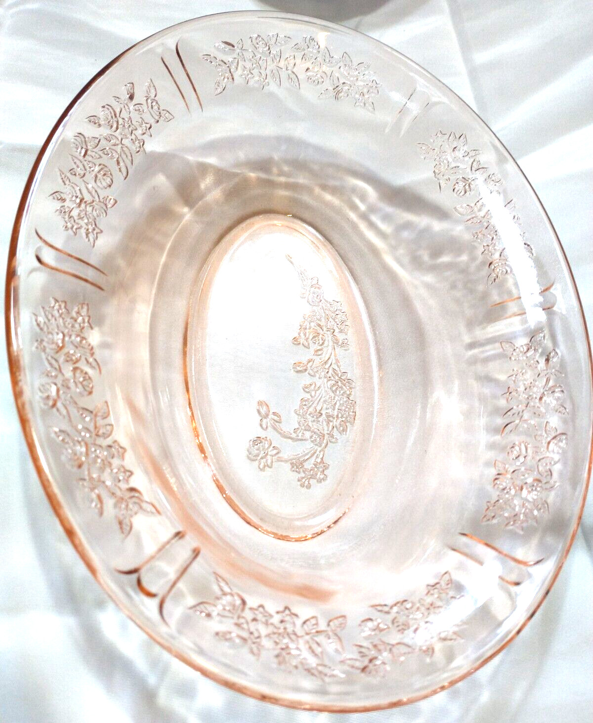 Depression Glass Serving Bowl Vintage Federal Sharon Cabbage Rose Pink A27