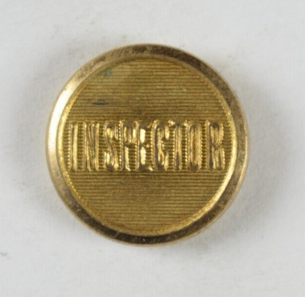 1870s-90s Original Inspector Railroad Employee Worker Uniform Button Fab! C8J