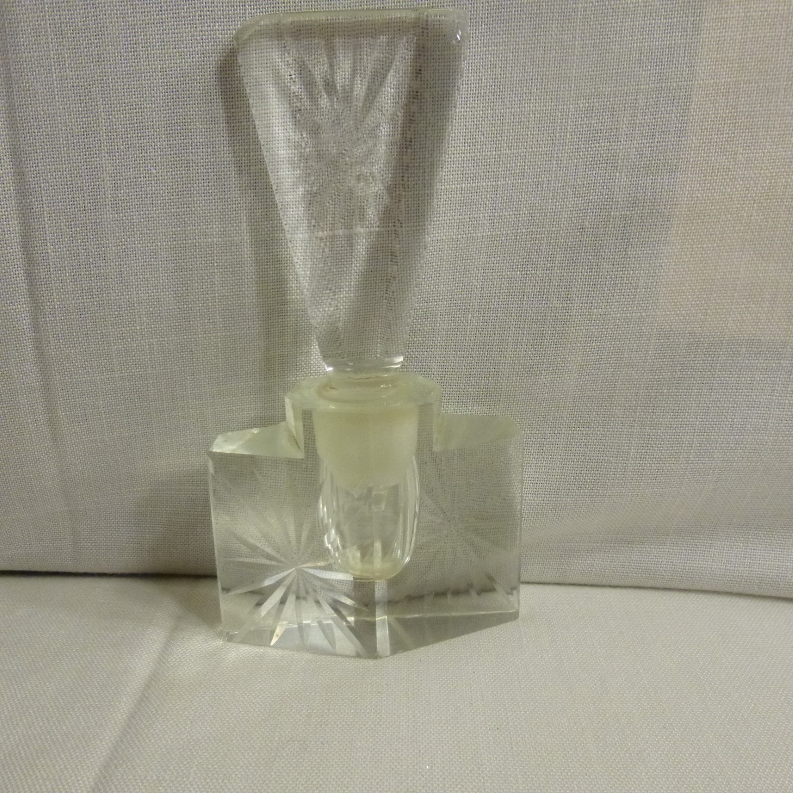 Vintage Thick Glass/Crystal Perfume w Stopper - as is - see photos