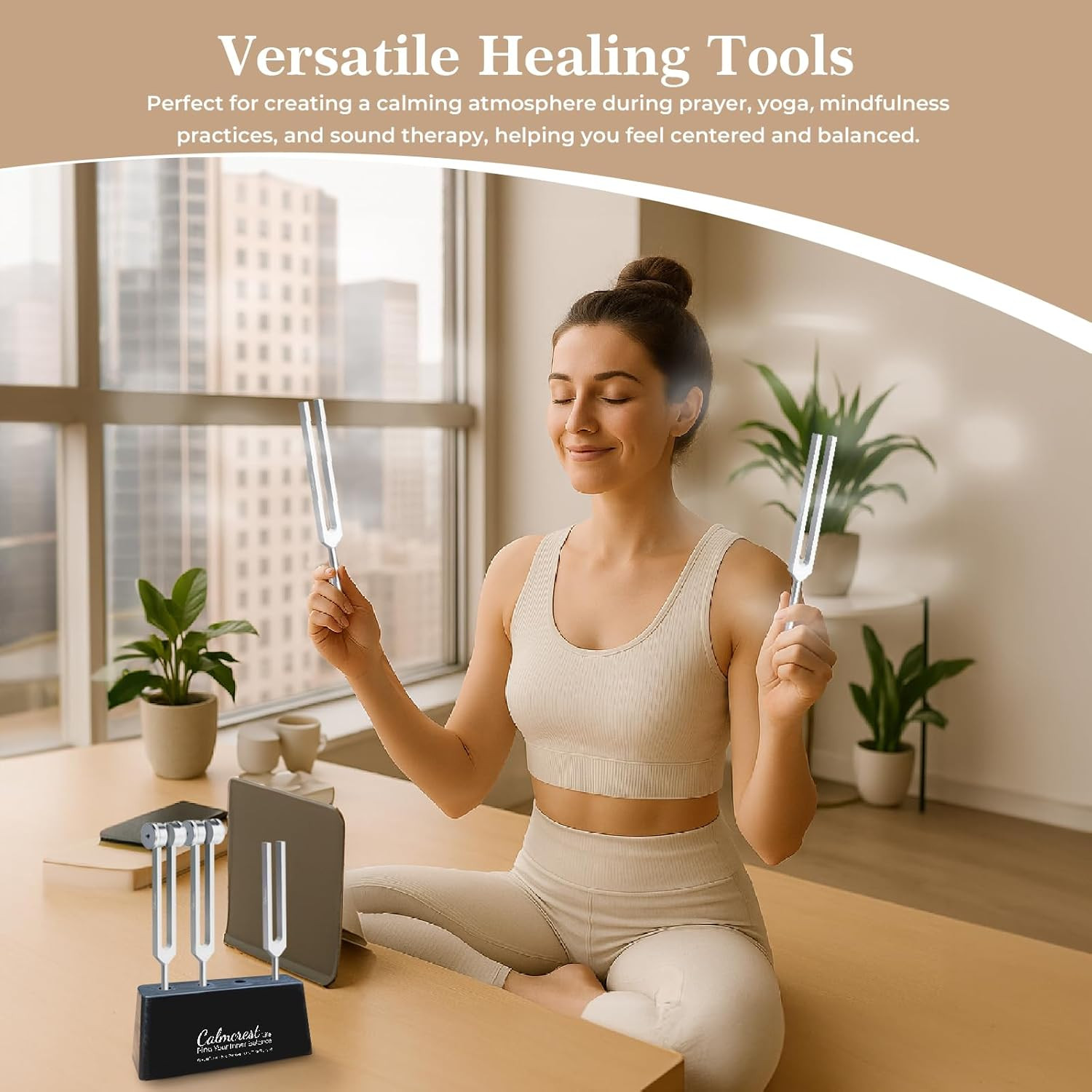 Tuning Fork Activator & Stand 2-in-1 Combo – Base for Sound Therapy, Meditati...