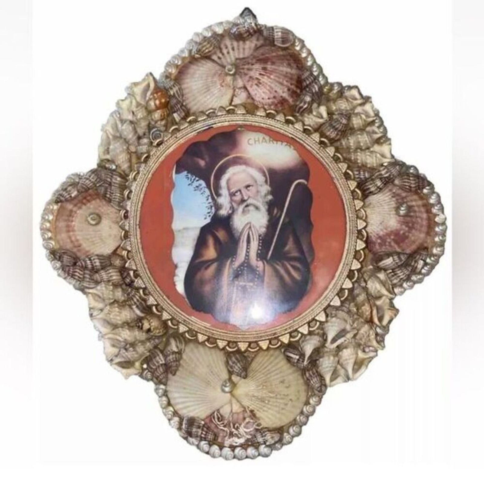 1950s Catholic Shell Picuture Italy 12”x11
