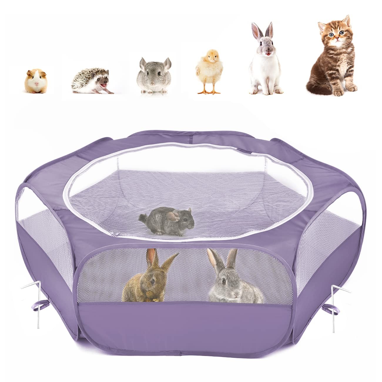 Small Animals Playpen, Waterproof Small Pet Cage Tent with Zippered Cover, Po...