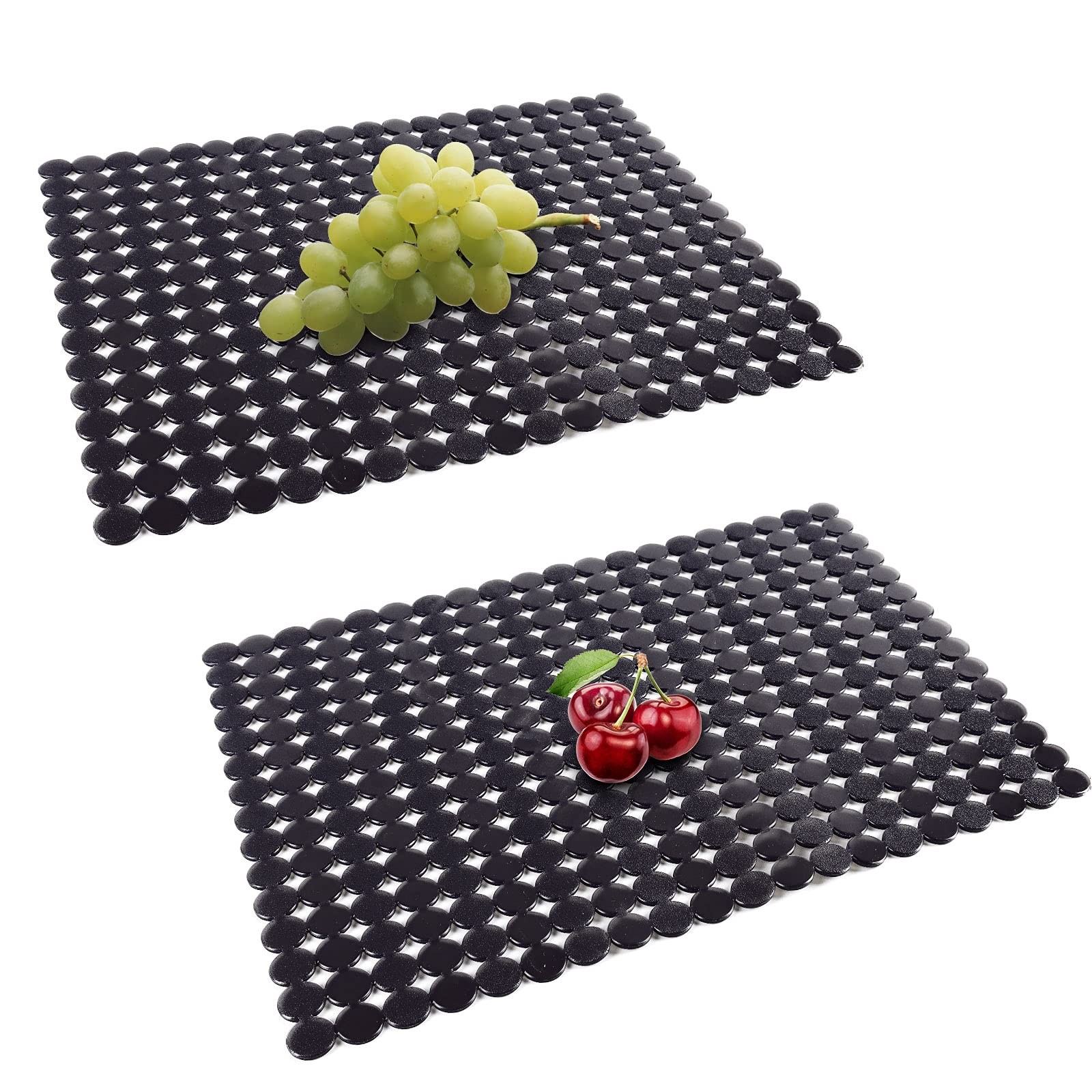 Qulable 2Pack Kitchen Sink Mat for Stainless 15x12x0.39 inches, Black 