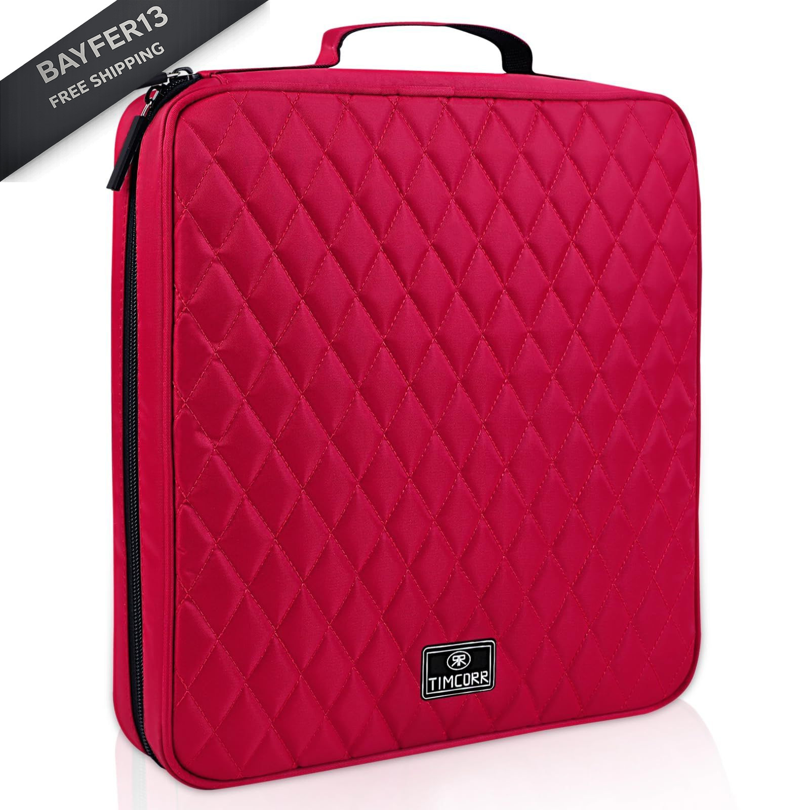 TIMCORR CD Case DVD 11.8 x 11 x 2.7 inches (30 x 28 x 7 cm), 160 Capacity Red 