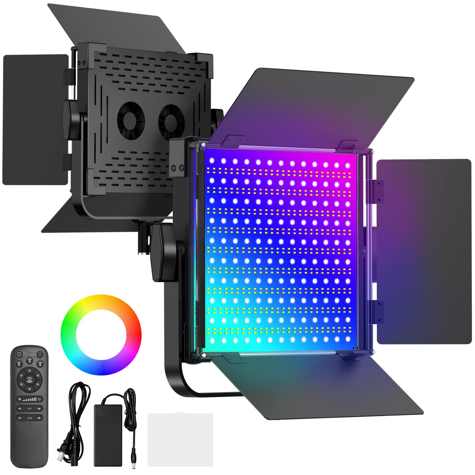 RGB Photography Lighting Kit, 50W Bi-Color LED Studio Lights, 2300k~8500k, CR...
