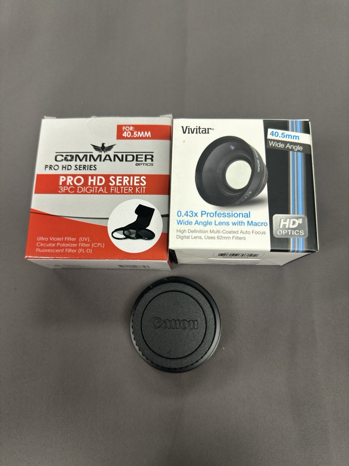 2pc Bundle: Vivitar 0.43x Wide Angle Lens + 40.5mm Commander Filter Kit - NEW