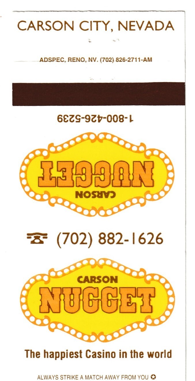 Carson Nugget Casino Matchbook Cover Carson City Nevada 30 Strike icmsc5