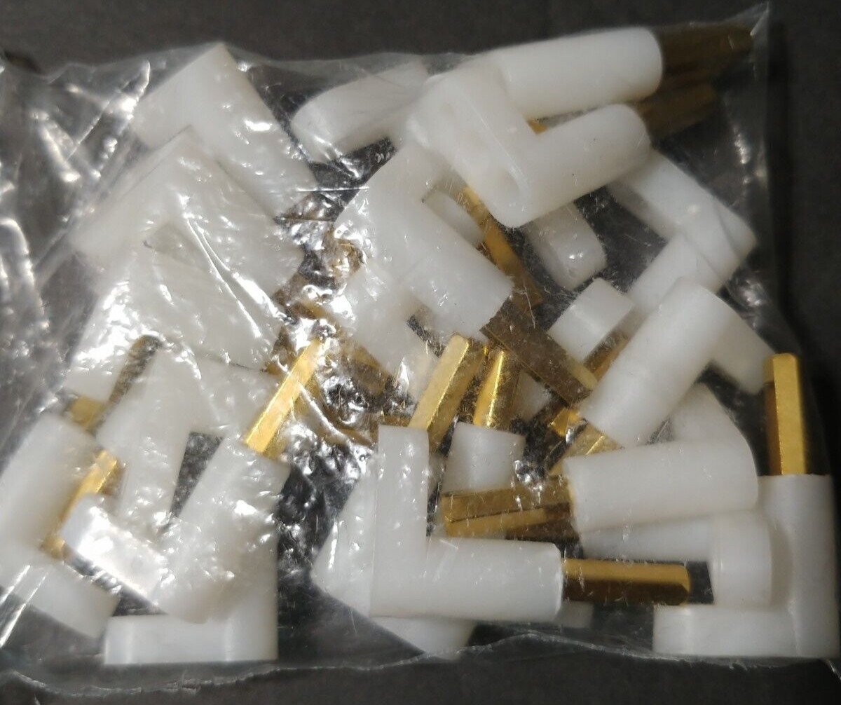 L Type PCB Board Mounting Feet Standoffs Spacer 35mm White 24 Pcs Plastic Brass
