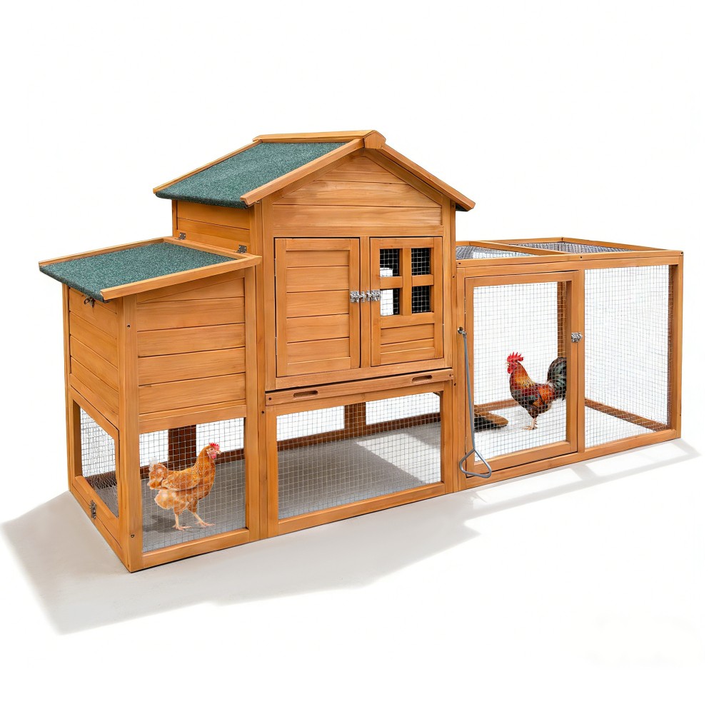 80" Outdoor Chicken Coop with Nesting Box & Removable Tray – for 2-6 Hens