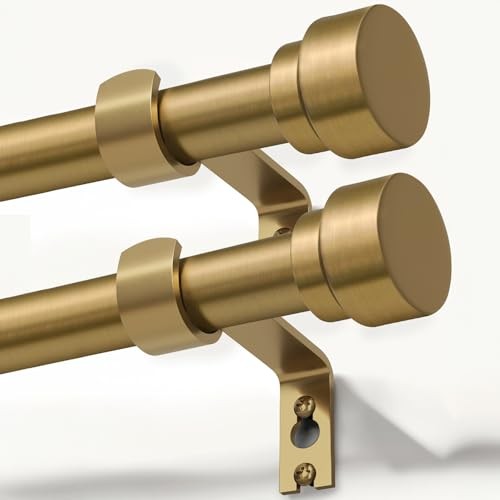 2 Pack Curtain Rods for Windows 72 to 144 Inches 16"-150"|2 Pack Warm Gold
