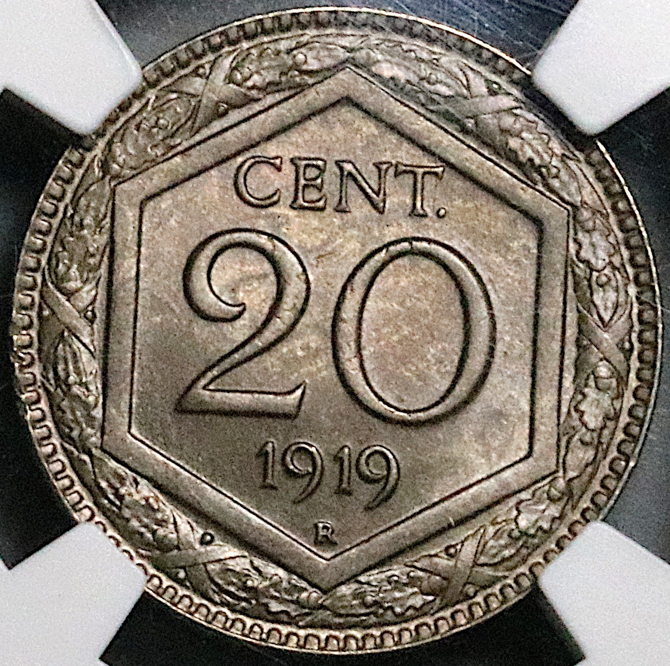 1919 NGC MS 65 Italy 20 Centesimi Overstruck KM 28 Coin POP 4/0 (25090704C)
