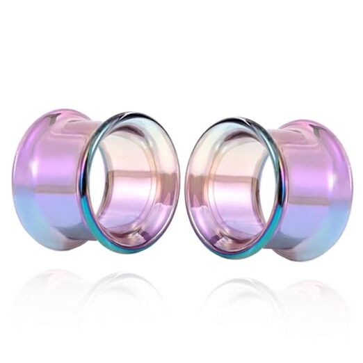  Glass Ear Gauges Plugs and Tunnels Double Flared Hypoallergenic Clear and 