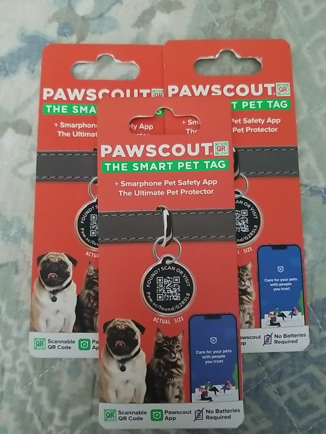 Pawscout Smarter PetTag Community Pet Finder Tracker GPS w/ App Dog Cat × 3 New
