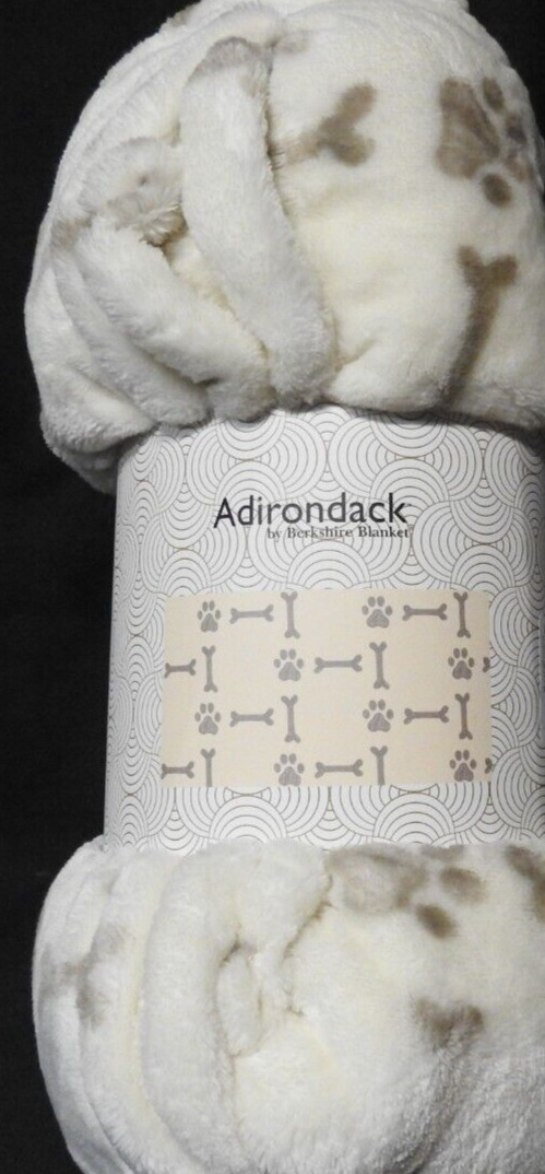 Berkshire Adirondack Pet Plush Throw Bones & Paws  40" x 50" NEW