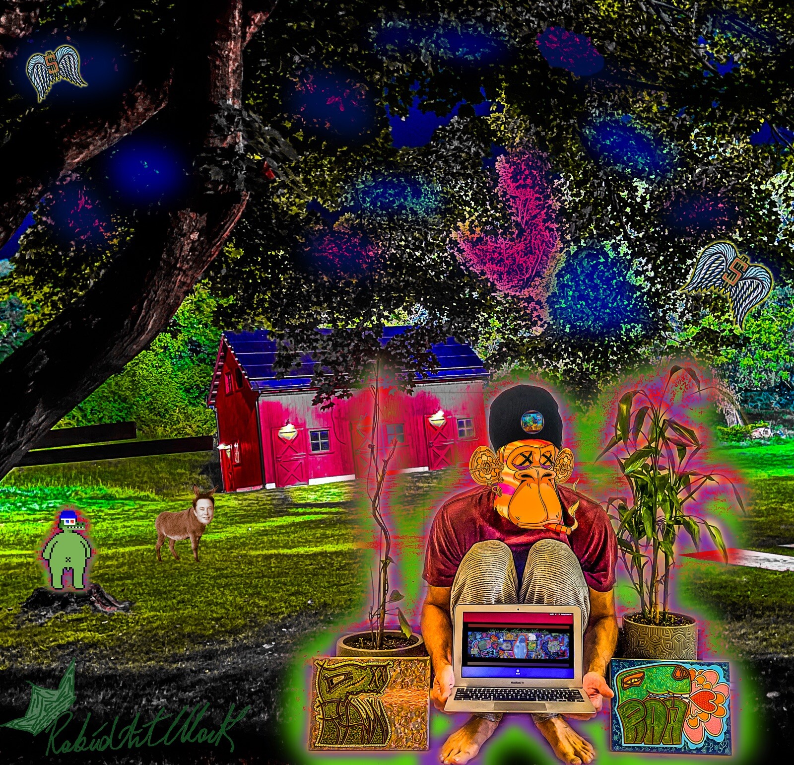 RAW HEADs #182 Dead Art XX 1of1 Digital Street Art Brut by RabidArtWork