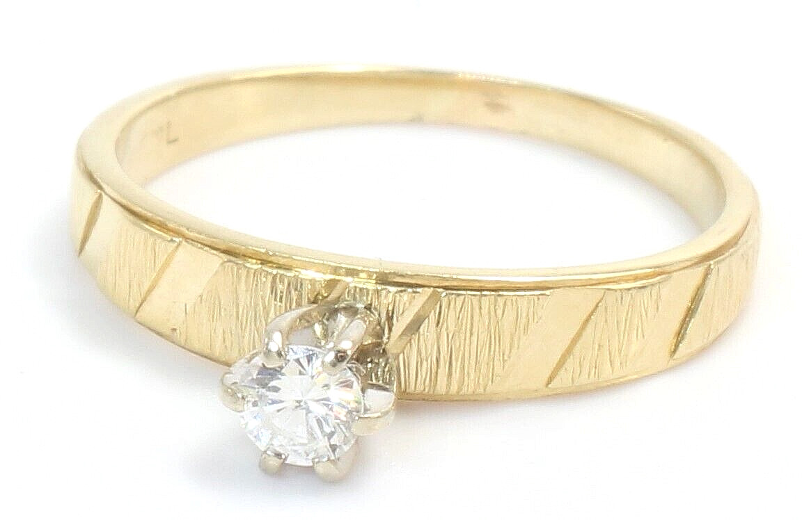 Solid 14k Gold SI1 .15ct Diamond Solitaire Wedding Engagement Ring Size 6