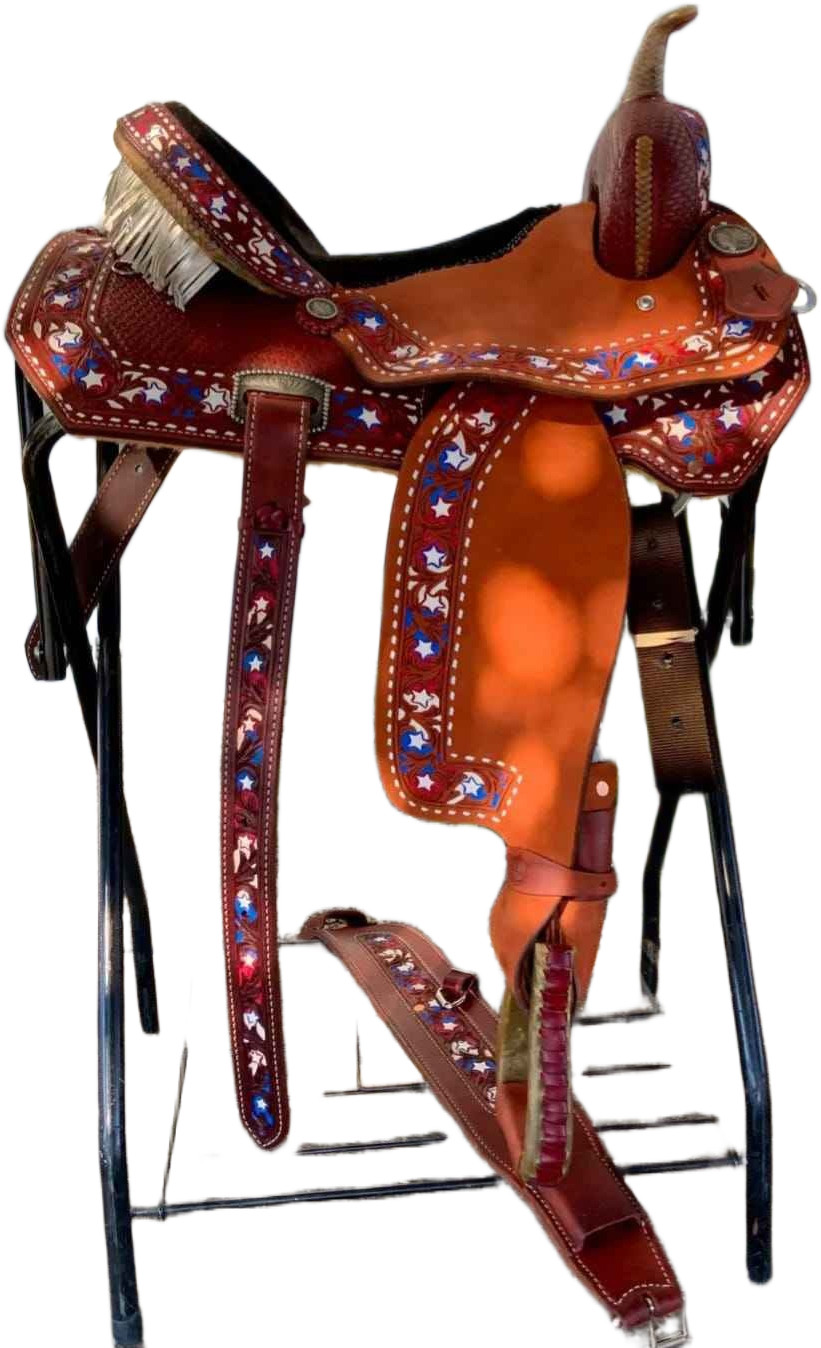 Western Leather Barrel Racing Horse Saddle Wooden Tree Racer Trail Equestrian