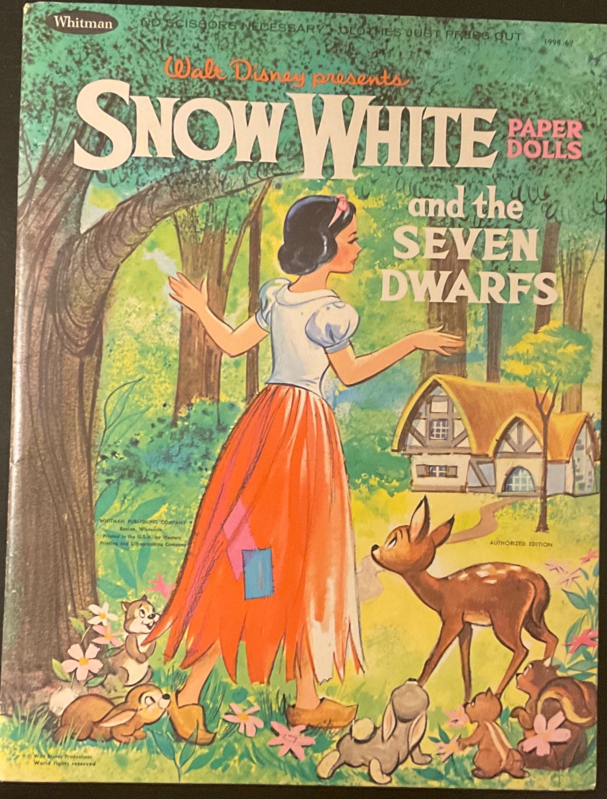 SNOW WHITE  Disney uncut vintage paper dolls Whitman #1998:69