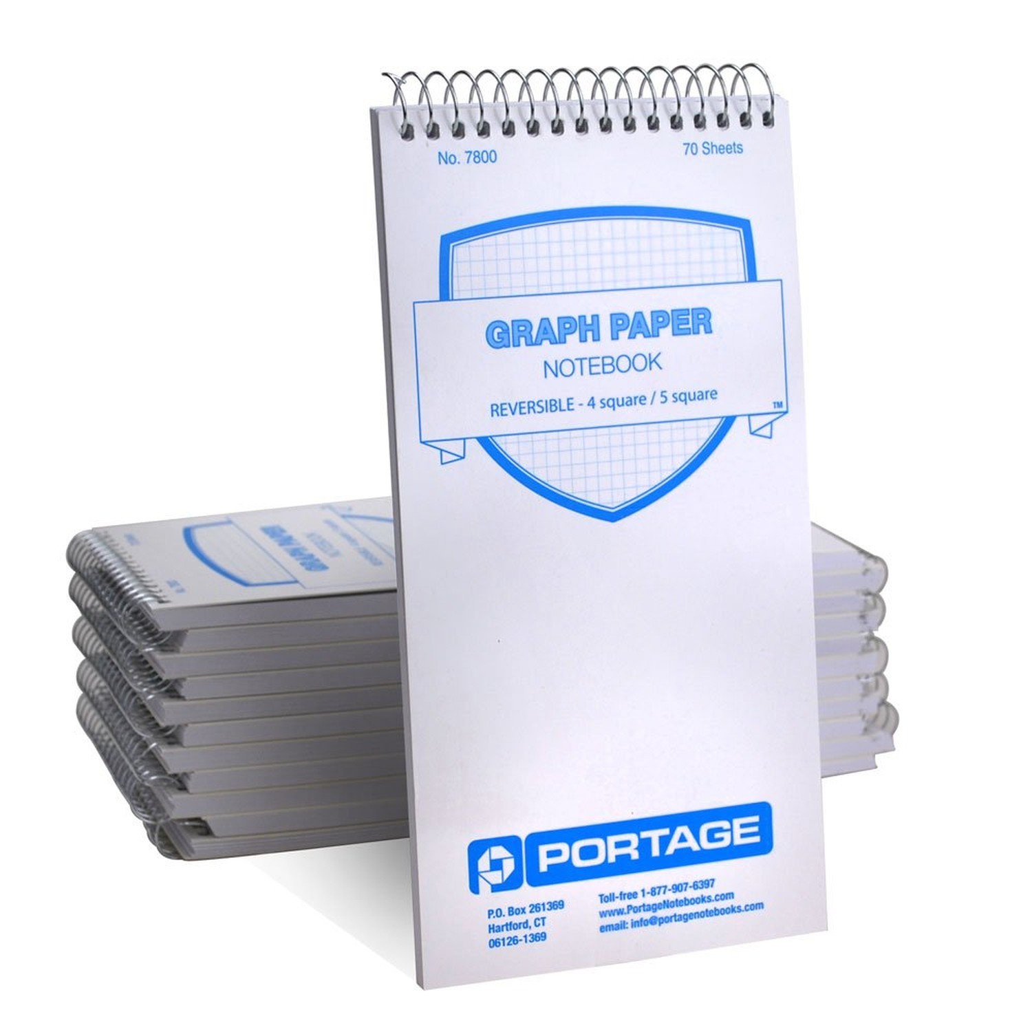 Portage Graph Paper Notebook – Top Bound Spiral Grid Notepad, Small Graph