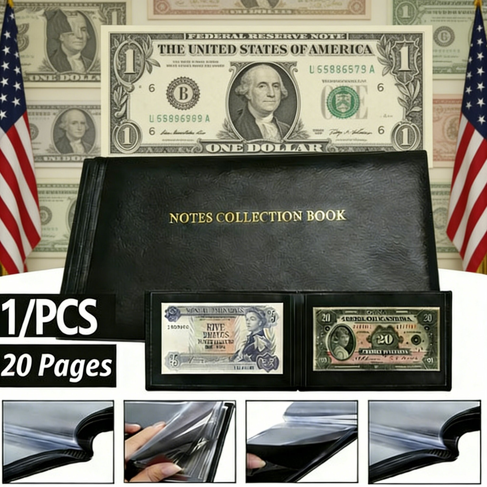 Premium Leather Banknote Album 40 Pocket | Sturdy Collector's Holder