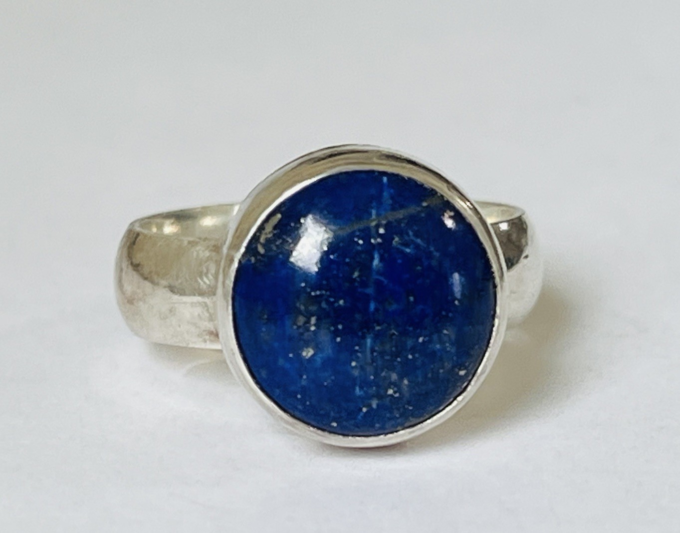 Vintage Southwestern Sterling Silver Round Lapis Ring Size 10 11-Grams