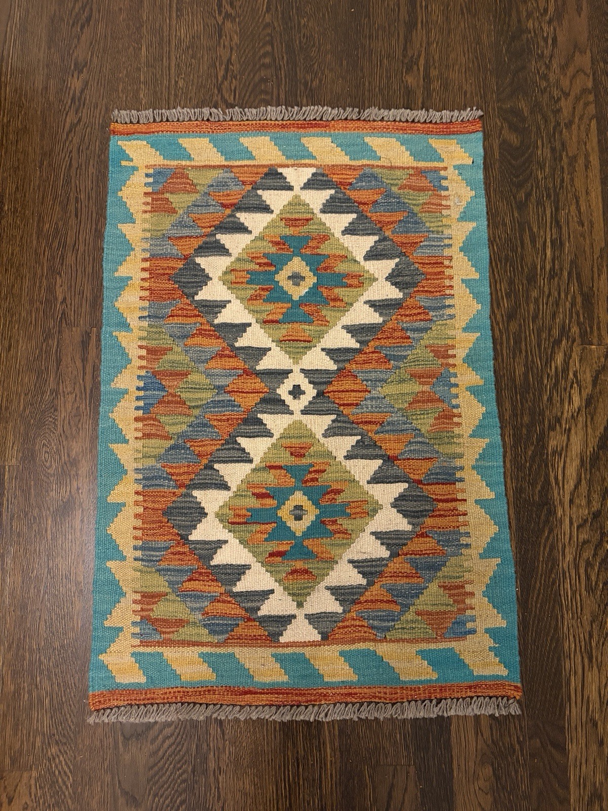 Handknotted Afghani Wool Rug Vintage