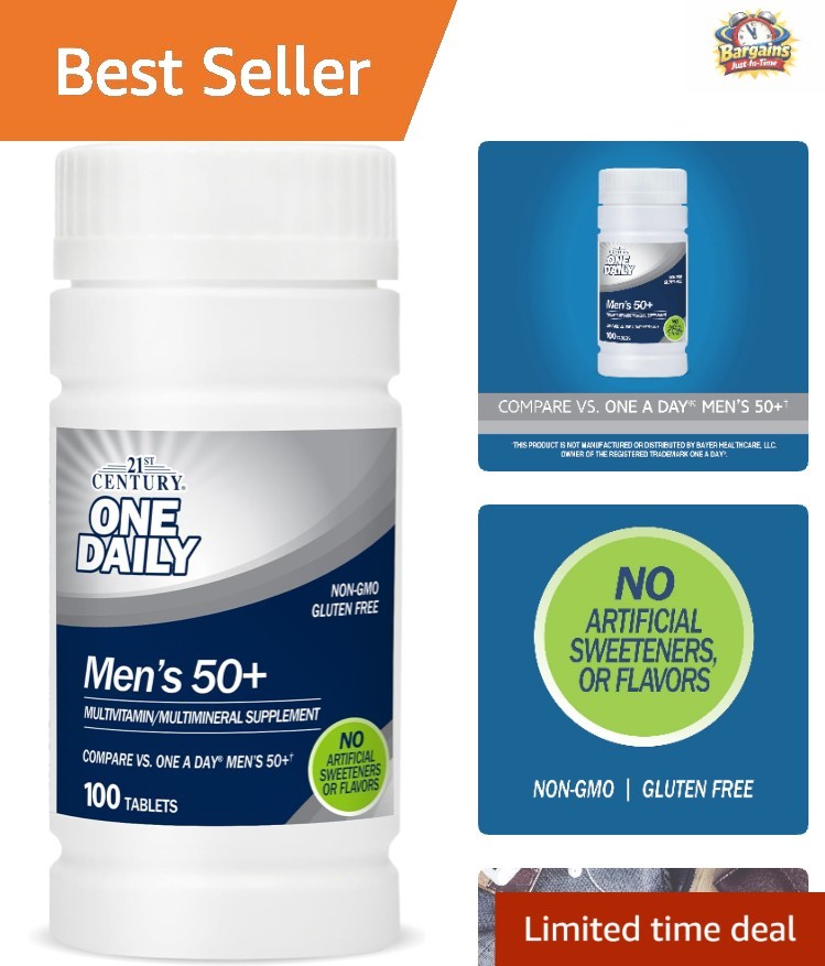 Daily Women's 50+ Vitamins - 100 Gluten-Free Tablets for Heart & Memory Health